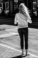 Girl with windblown hair, Vine Street