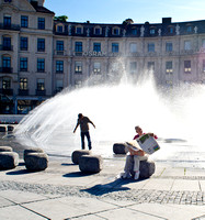 Boy Playing in Fountain, Munich