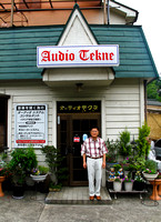 Mr.Kiyoaki Imai in front of his Audio Tekne Shop in Hachioji